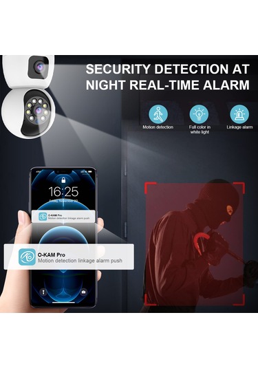 1080p Akıllı Wifi Kamera Kablosuz Monitör Kamerası İki Lensli 2.4g/5g Bağlantı Tam Renkli Gece Görüşü İki Yönlü Konuşma Hareket Algılama Alarm Hatırlatıcı Kablosuz Kamera Ev Ofis Dış Mekan İç Mekan Beyaz