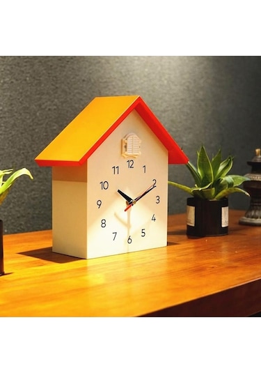 Ganzhoushop Suntek Saati Okul Ofis Modern Kuş Kırmızı İçin Guguklu Evi Ev Duvar Asılı Jx Kırmızı