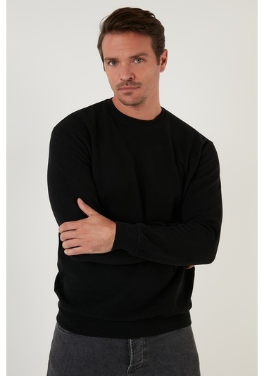 Buratti Slim Fit Bisiklet Yaka Pamuklu Erkek Kazak 456201 Siyah