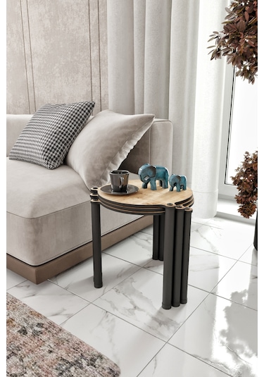 La Via Safir Meşe Yuvarlak Zigon 3 Lü Meşe