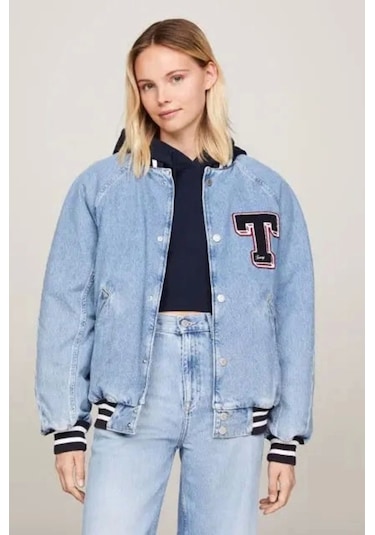 Tommy Hilfiger Kadın Letterman Denim Ceket Denim