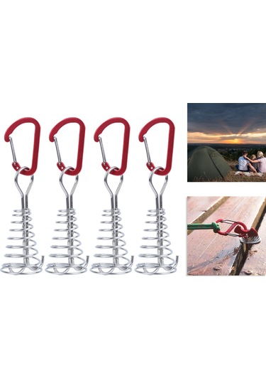 Qingmipy Dış Mekan Kamp Tenteği, Güneş Örtüsü, Platform Sabitleme İçin Paslanmaz Çelik Yaylı Çivi Kanca Aksesuarı 4 Adet Diğer