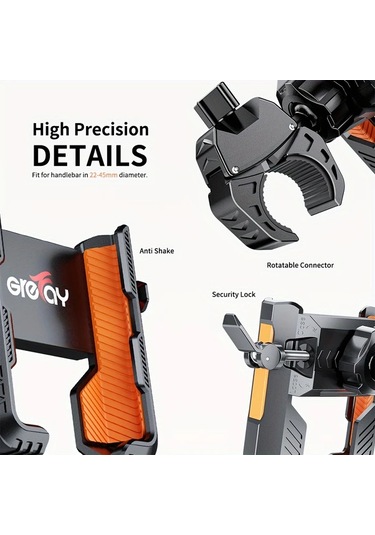 Xuweiwei Orange Dayanıklı Abs Motorcycle Telefon Tutucu 4.5-7.0 İnç Akıllı Telefonlar İçin Dönebilir