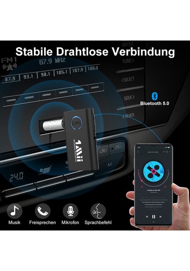 Hombey Miilink Ml101-rt236 Bluetooth 5.0 Araç Alıcısı, 280mah Pil, Elden Öte Konuşma, Mikrofon, 20m Erişim, Kolay Kurulum