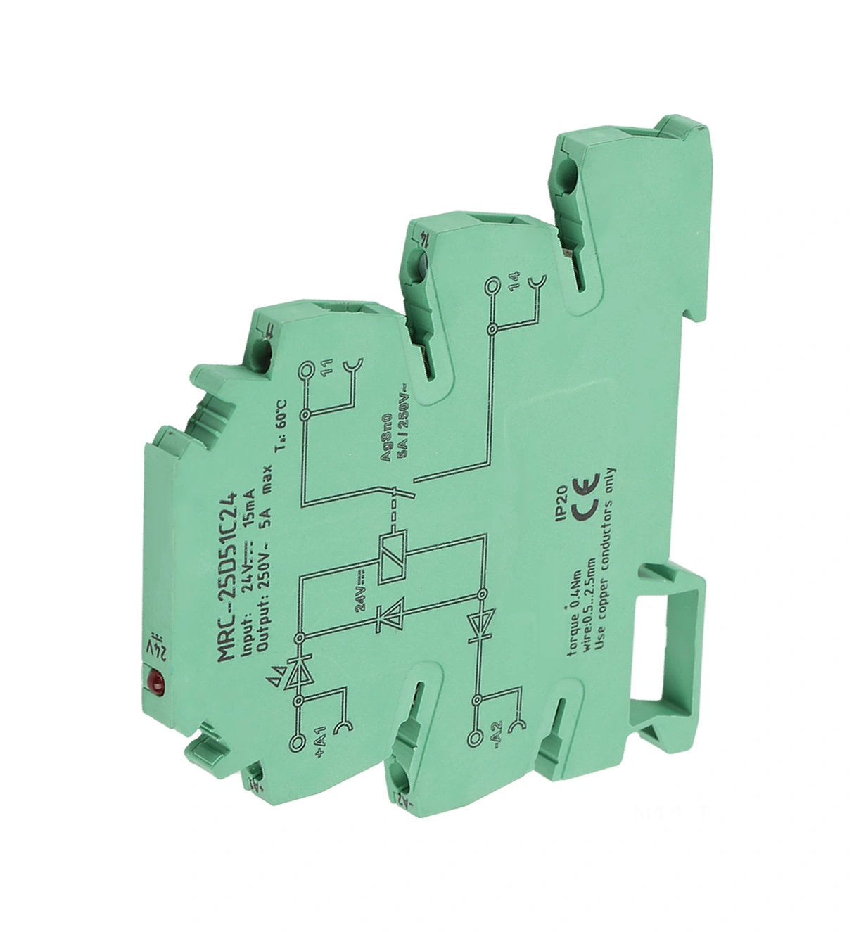 Tenfowee Plc Arayüz Rölesi Mrc-25d51c24: 5a No, 24vdc Giriş, Led Gösterge, Ts-35 Ray Montaj, Agsno2 Kontak, 4kv İzolasyon