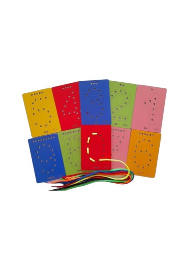 Eğitici Ahşap Rengarenk Delikli Ince Motor Beceri Geliştirici Mon