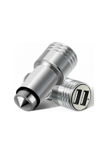 Çift Usb Araç Çakmaklık Telefon Şarj Başlığı Metal Aux Hızlı