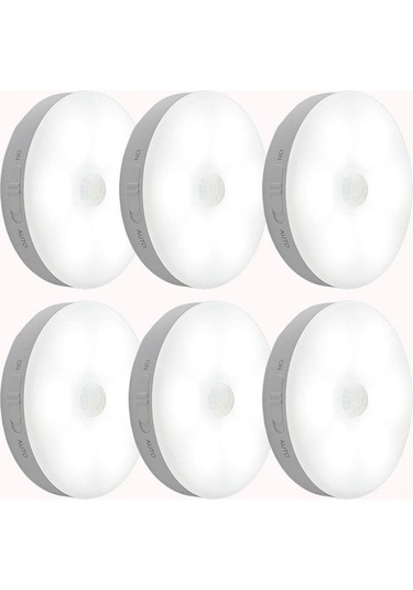 Hareket Sensörlü Usb Şarjlı Led Duvar Lambası, Dolap Aydınlatması, Akülü Gece Lambası Seti 6 Adet, Beyaz Işık Diğer Diğer