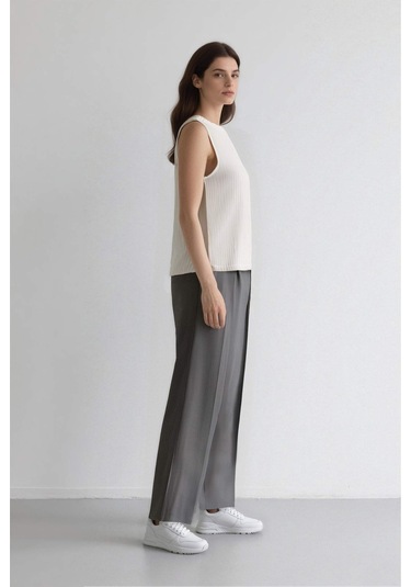 DeFacto Wide Leg Pensli Klasik Palazzo Pantolon Geniş Bol Paça Basic Düz Uzun Boy Yüksek Bel Cepli C2020AX25SPGR210