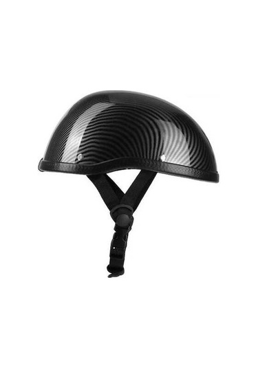 Pazly Retro Motosiklet Yarım Kask - Abs Plastik & Pamuklu - Karbon Desenli - Evrensel Boy - Yıkanabilir Kask