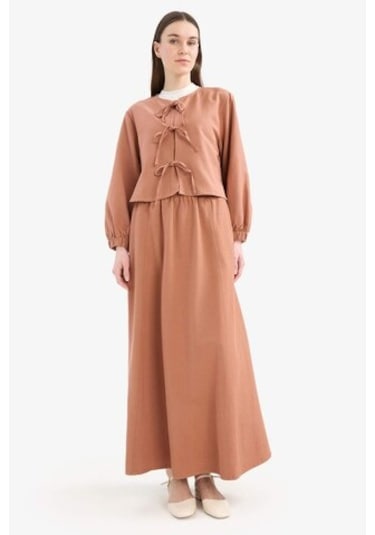 DeFacto Relax Fit Önden Bağlamalı Keten Uzun Kollu Tesettür Bluz E5352AX25SPBN566 DeFacto Relax Fit Önden Bağlamalı Keten Uzun Kollu Tesettür Bluz E5352AX25SPBN566