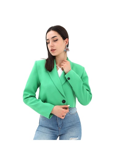 Crop Blazer Kısa Ceket - Yeşil-yeşil Yeşil