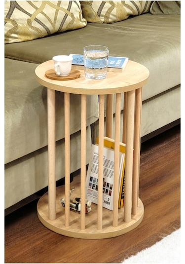 Ahşap Ayaklı C Sehpa Koltuk Sehpası Yan Sehpa Zigon Sehpa Servis Sehpası Safir Meşe