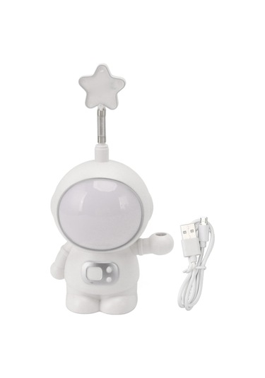 Astronot Gece Lambası 3w 5v Led Lamba Usb Şarjlı Kalemtıraş Ev Dekorasyonu Beyaz Beyaz