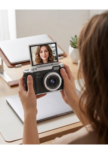 Kompakt 4k Dijital Kamera 48 Mp Sensör 8x Zoom Flip Ekran Vlog Ve Selfie Uyumlu Standart