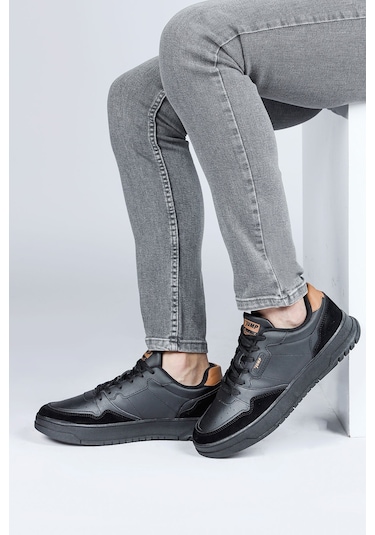 Jump 28662 Siyah Erkek Sneaker Günlük Spor Ayakkabı Siyah - Kahverengi
