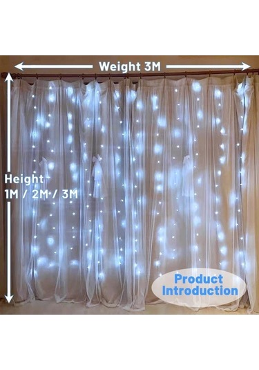 Sıcak Beyaz Led Perde Işıkları Peri Işıkları Dekorasyon Chambre Noel Düğün İçin Ramazan Navidad Ev Festoon Çelenk Yatak Odası Usb 3mx2m 200led Sıcak Beyaz