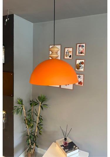 Linate Turuncu Q Kafa Başlık Avize Tekli Sarkıt Salon Kuaför Dekoratif Aydınlatma Turuncu