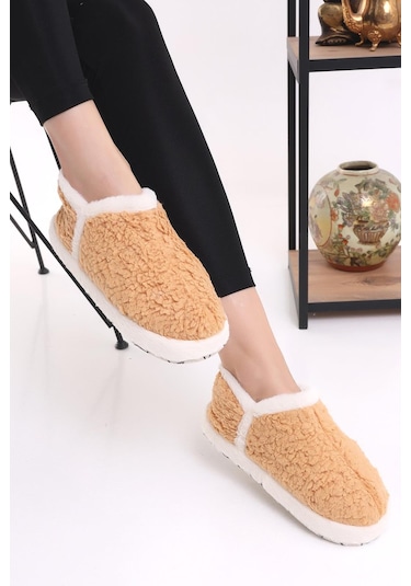 Modafrato Vıola Kadın Panduf Ev Ayakkabısı Ev Botu Taba