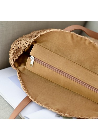 Bej Yogodlns Kadınlar İçin Plaj Çantaları Büyük Hasır Çanta Içi Boş Çiçek Tasarımcı Kadın Omuz Çantası Bej