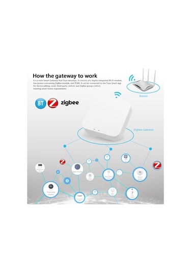 Reedark Akıllı Ev Ağ Geçidi - Tuya/zigbee/bt 3'lü Bağlantı, 50 Cihaz Kontrolü, Mikro Usb Besleme, Kolay Kurulum