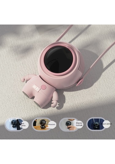 Jian Fan Usb Fan Kordonu Elde Taşınabiler Mini Yapraksız Astronot Fan - Siyah