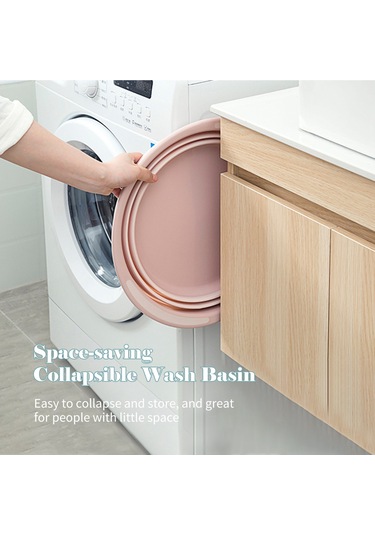 Padalink Küçük Pembe Katlanabilir Plastik Lavabo - Ev, Seyahat, Kamp İçin Uygun, Hafif Ve Yer Tasarruflu, Yıkama Ve Temizlik İçin Mükemmel