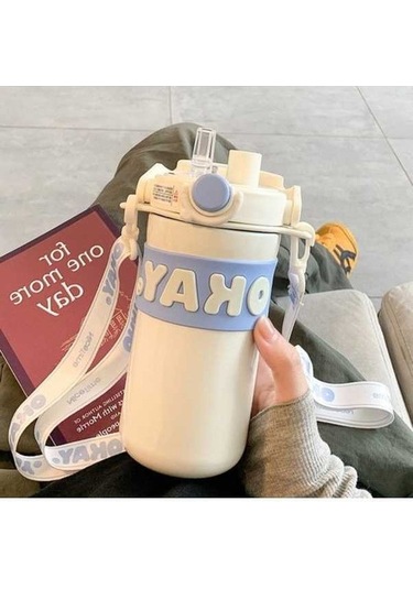 Yingfu Yalıtımlı Paslanmaz Çelik Bardak 316 Gıda Sınıfı, U778ı4 Açık Mavi Saman Bardağı, Taşınabilir, 316 Gıda Sınıfı Açık Mavi