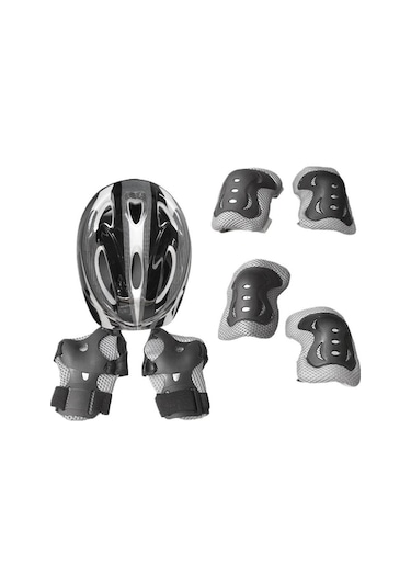 Trendooze Suntek Siyah Paten Parça Kask Dizlik Dirseklik Çocuklar Bileklik 7 + + + Lo Siyah