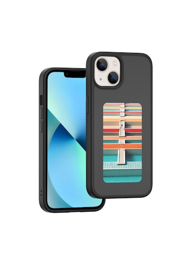 iPhone 13/14/15/Pro/Pro Max Uyumlu Kişiselleştirilebilir Nfc Görsel Fotoğraf Yansıtmalı Ekranlı Telefon Kılıfı Koyu Gri