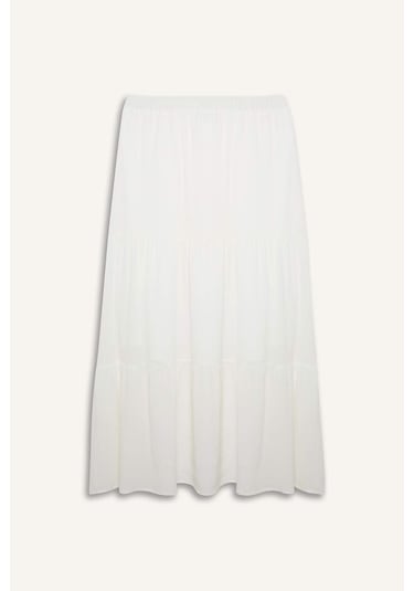 DeFacto Yüksek Bel Pamuk Astarlı Krinkıl Viskon Maxi Etek D5033AX25SMWT32