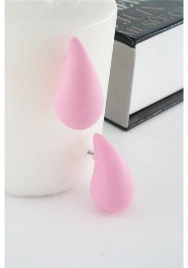 Kadın Vip Seri Su Damlası Model Küpe Pembe
