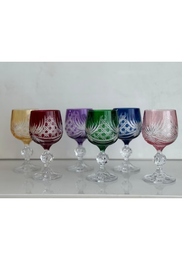Bohemia Kristal Kahve Yanı Su Bardağı 150 Cc 6 Adet Renkli