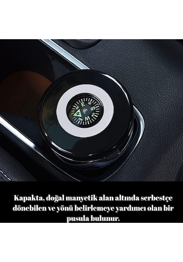 Araç İçi Küllük Pusulalı Işıklı Kapaklı Kokusuz Paslanmaz Çelik İçli Oto Küllüğü Gümüş Glz03504054