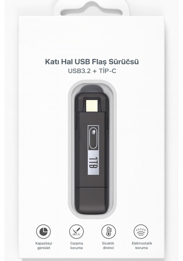 1 Tb Flash Bellek Usb 3.2 Type-c Yazma Hızı,darbeye Dayanıklı Anti Manyetik Gümüş