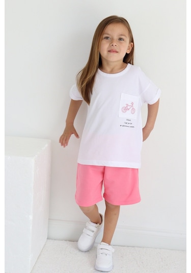 Babywom Oversize Yazlık Şortlu Kız Takım- Pembe