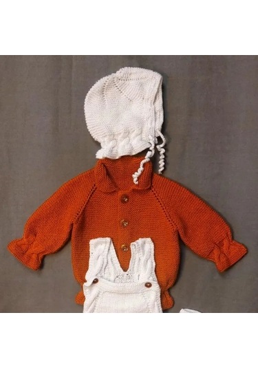 Uretti - Talia 8659 - 7761 El Örgüsü Kız Çocuk Hırka - Tulum - Şapka - Patik Takım - 1/ 2 Yaş Turuncu Uretti - Talia 8659 - 7761 El Örgüsü Kız Çocuk Hırka - Tulum - Şapka - Patik Takım - 1/ 2 Yaş Turuncu