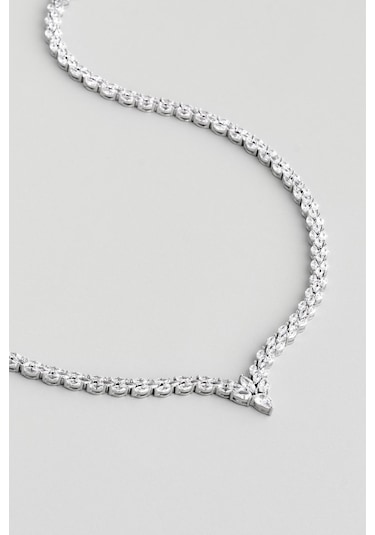 Yıldızlı Geceler 18 Ayar Beyaz Altın Kaplama Gümüş Tasarım Gerdanlık Beyaz