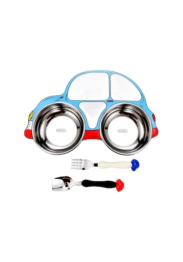 Sones 304 Paslanmaz Çelik Çocuk Araba Yemek Tabağı, Stil: Mavi