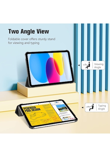 İpad Uyumlu A16 11.nesil 2025 Smart Folio Cover Akıllı Uyku Modlu Pu Deri Standlı Tablet Kılıfı Kapaklı Kılıf