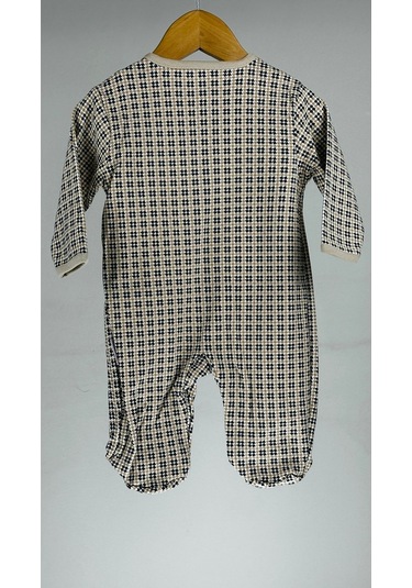 Kareli %100 Pamuklu Patikli Bebek Tulum Bipamuk 001