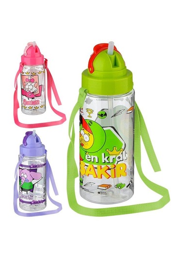 Gıpta Kral Şakir Desenli Pipetli Tritan Matara 500 Cc Karışık Model 1 Adet