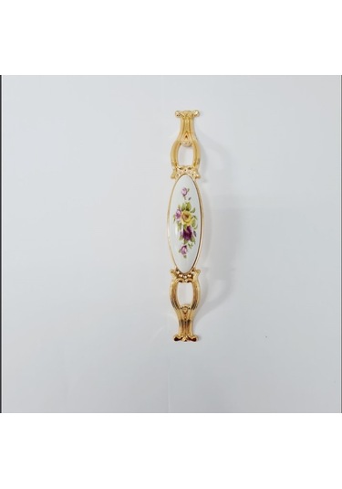 Zümre 128 Mm Metal Gold Kasa Beyaz Sarı Çiçek Desenli / 5 Adet Altın