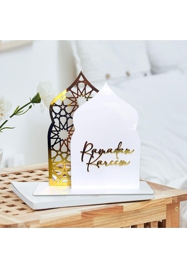 Lijinxu Ramazan Masa İşareti Süsleme Hediyesi Beyaz-altın