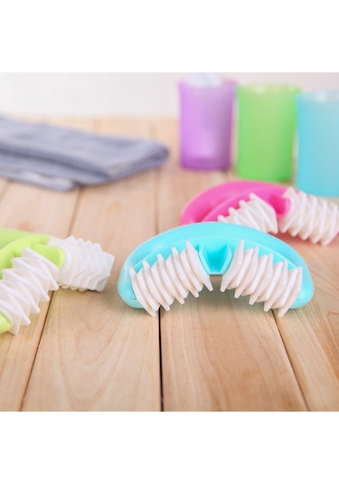 T9142 Plastik Kılavuz İki Tekerlekli Masaj Yuvarlak Sap Masajı Mavi Kırmızı