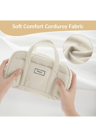 5 Bölmeli Büyük Kalem Kutusu, Fermuarlı Yumuşak Kadife Kalem Kutusu Düzenleyici, Genç Kızlar İçin Sevimli Ve Estetik Okul Malzemeleri - Bej Th