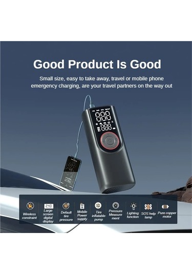 Jialan Kablosuz Lastik Şişirme Pompası 6000 Mah Elektrikli