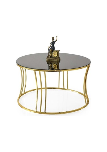 Bronz Cam Duru Orta Sehpa Gold Bronz