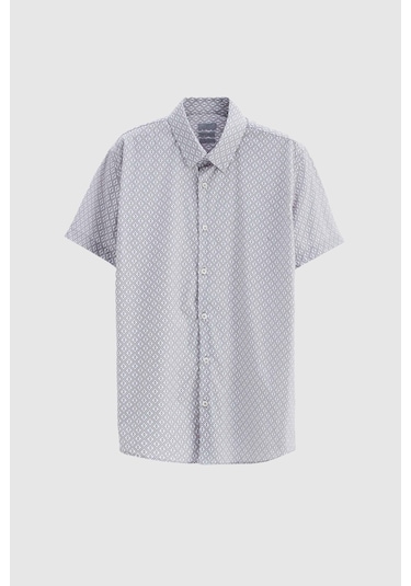 Twn Slim Fit Taş Baskılı Easy Iron Gömlek 4ec02ad042802 S01