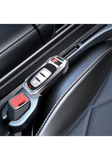 Vkemall Araç Koltuk Aralığı Dolgusu Ve Depolama Kutusu - Deri Dokulu, Telefon/anahtar Kaçırma Önleyici, Siyah 2 Adet